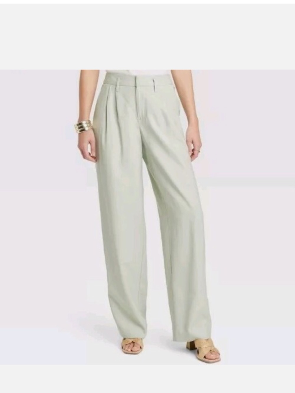 Women's High-Rise Straight Trousers A New Day Light Green